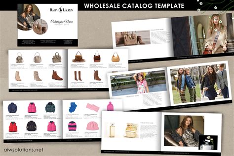 product catalog template for hat catalog, shoe catalog template, hand bag template, accessory ...