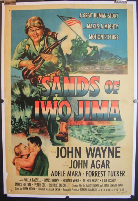 SANDS OF IWO JIMA, Original Vintage John Wayne Linen Backed Movie ...