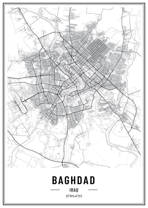 'Baghdad Iraq streetmap' Poster, picture, metal print, paint by ...