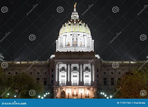 Pennsylvania Capitol Dome stock photo. Image of night - 71291760