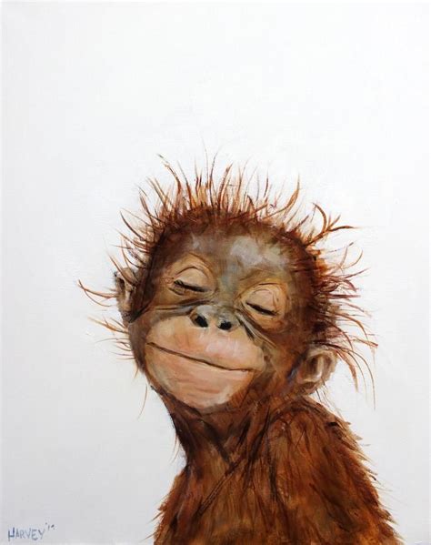 Little Orangutan 2 Print on Canvas - Etsy | Pinturas de animales ...