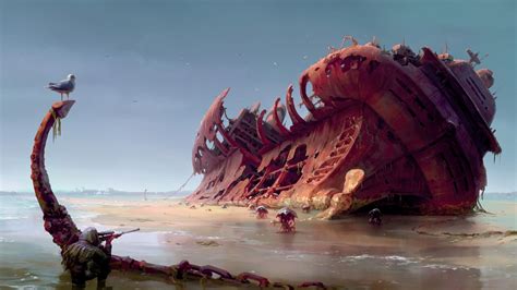 Download Post Apocalyptic Creature Shipwreck Video Game Fallout 4 4k Ultra HD Wallpaper