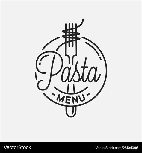 Pasta menu logo round linear spaghetti Royalty Free Vector