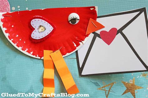 Paper Plate Valentine Love Note Bird Craft