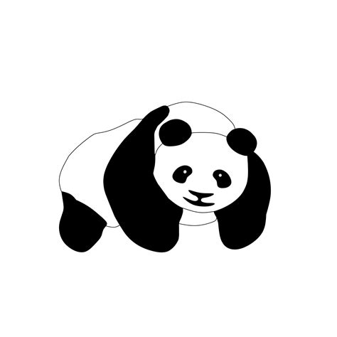 Stylized Giant panda full body drawing. Simple panda bear icon or logo ...