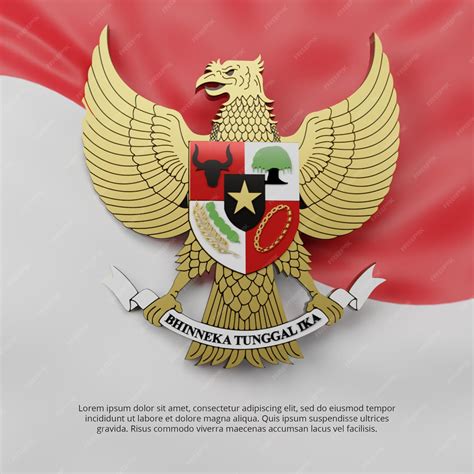 Premium PSD | 3D Render Indonesia Pancasila with Flag Background