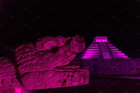 Chichen Itza at Night | Architecture Stock Photos ~ Creative Market