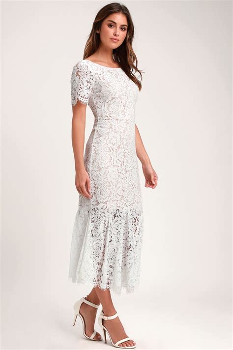 Stunning White Dress - White Lace Dress - Lace Midi Dress - Lulus