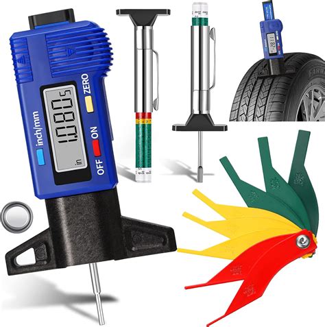 Buy 4 Pieces Tyre Tread Depth Gauge LCD Digital Tire Tread Depth Gauge with Inch and MM ...