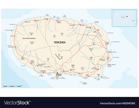 Map of the portuguese azores island terceira Vector Image