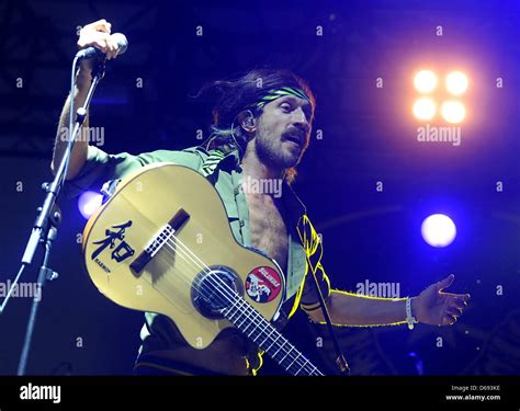 Eugene Huetz, singer of the US band Gogol Bordello, performs on stage ...