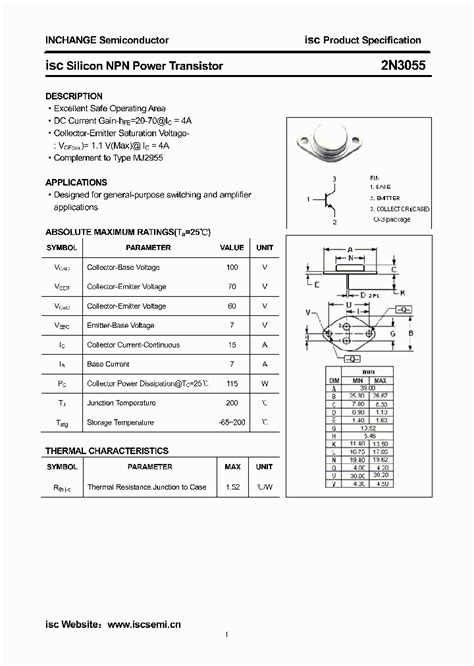 2N3055_4326055.PDF Datasheet Download --- IC-ON-LINE