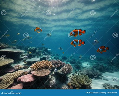 Clownfish and coral reef stock illustration. Illustration of travel ...