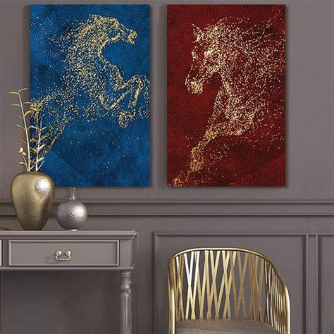 Horse Painting Prints Set of 2 Abstract Horse Wall Art Blue - Etsy