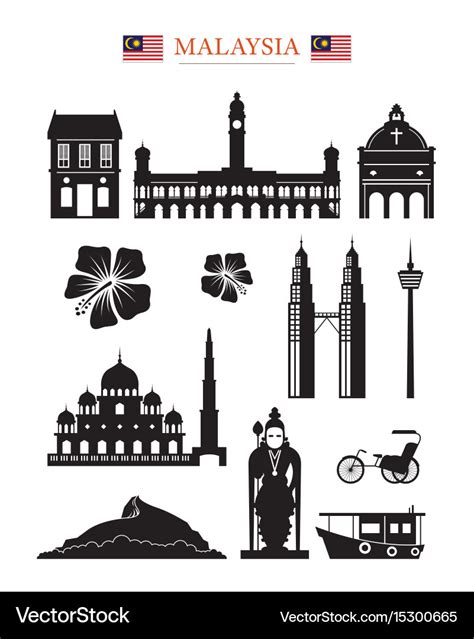 Malaysia landmarks architecture building object Vector Image