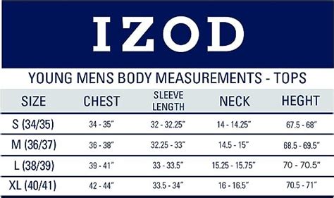 Izod Dress shirt size chart | Dresses Images 2022