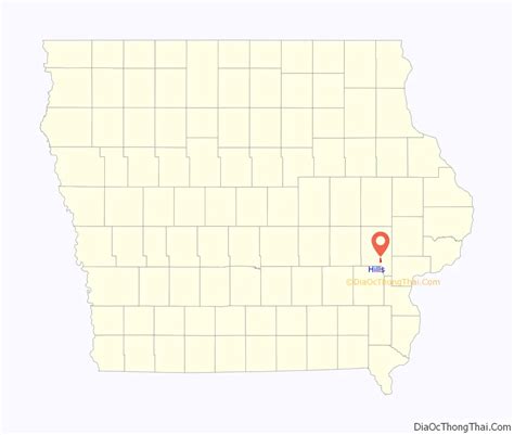 Map of Hills city, Iowa - Thong Thai Real