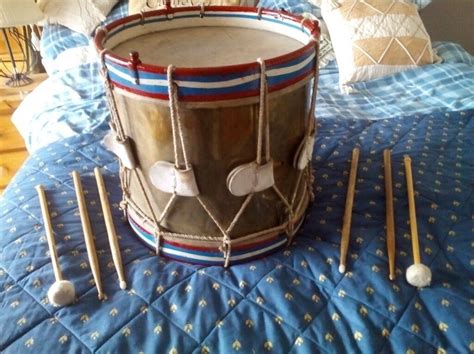 Retro vintage brass marching snare drum with sticks display or use | in ...