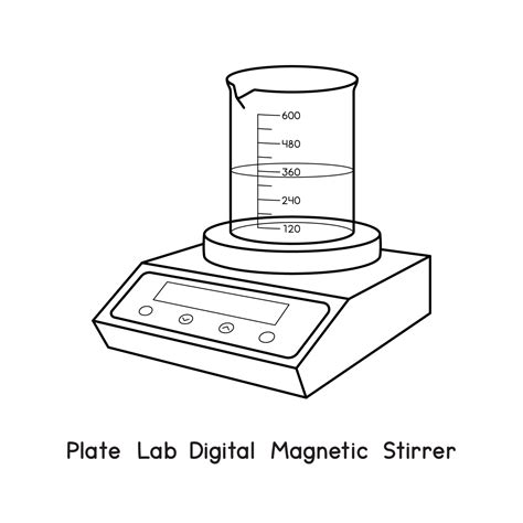 Plate Lab Digital Magnetic Stirrer diagram for experiment setup lab outline vector illustration ...