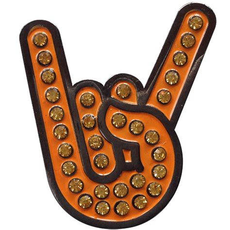 Hook 'em Horns Hand Gesture Ball Marker with Crystals