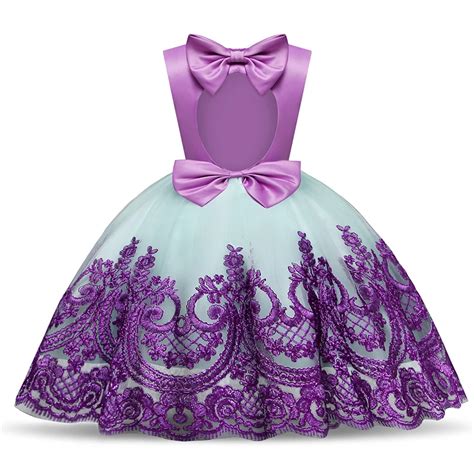 Purple Embroidery Floral Ball Gown for Baby Girl Birthday Dress Toddler Girl Formal Events ...