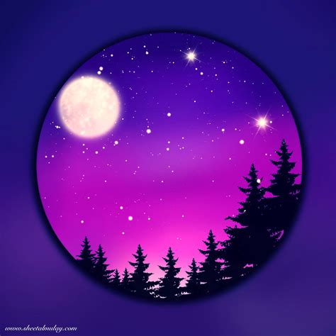 Full Moon Night illustration using Procreate