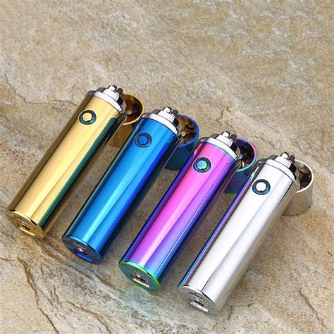 6 Colors Electronic Cigarette Lighter USB Rechargable Windproof Electric Double Arc Pulse ...