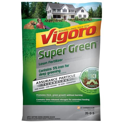 Vigoro Super Green 16 lbs. 6,220 sq. ft. Lawn Fertilizer with 5% Iron for Green Grass 62201 ...