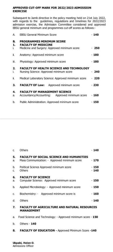 EBONYI STATE UNIVERSITY [EBSU] RELEASES POST UTME ADMISSION FORM FOR THE 2022/2023 ACADEMIC ...