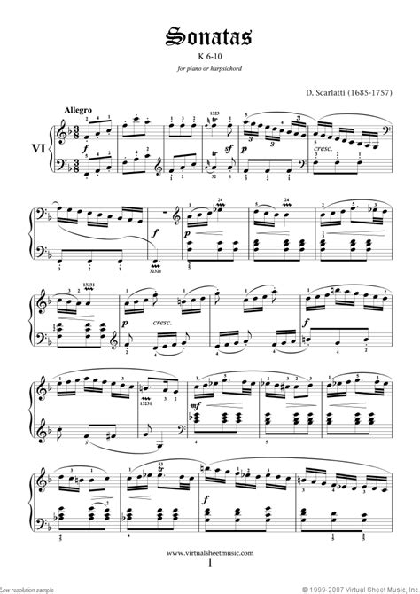 Scarlatti - Sonatas K 6-10 sheet music for piano solo (or harpsichord)