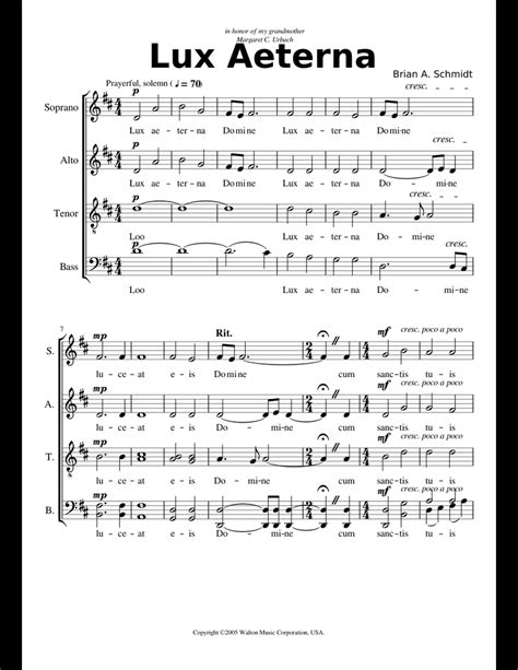 Lux Aeterna by. Brian A. Schmidt sheet music for Voice download free in PDF or MIDI