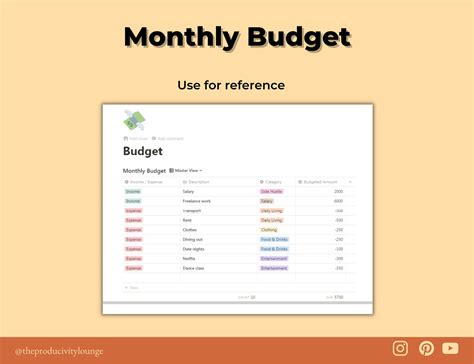 Notion Monthly Budget Template