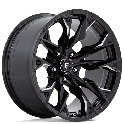 22" Fuel Wheels D803 Flame 5 Gloss Black Milled Off-Road Rims #FL359-2