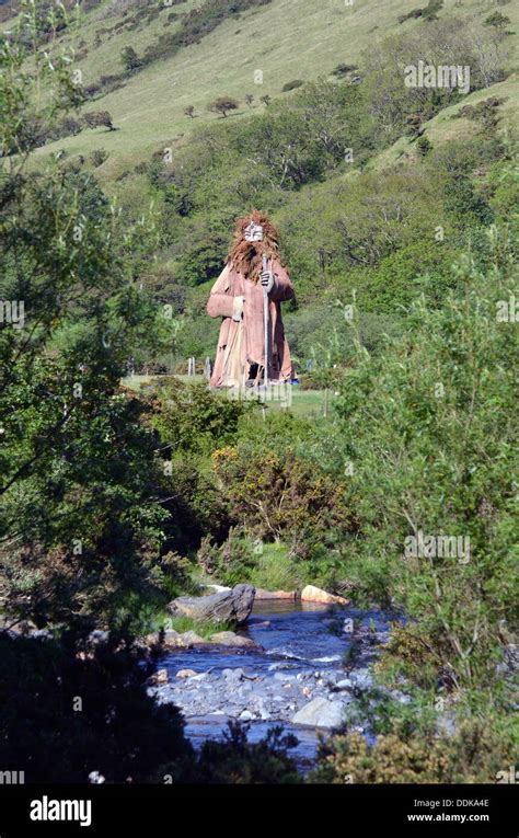 wooden statue of manannan isle of man Stock Photo - Alamy