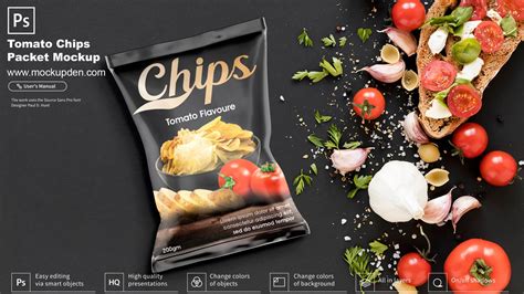 Free Tomato Chips Packet Mockup PSD Template | Mockup Den