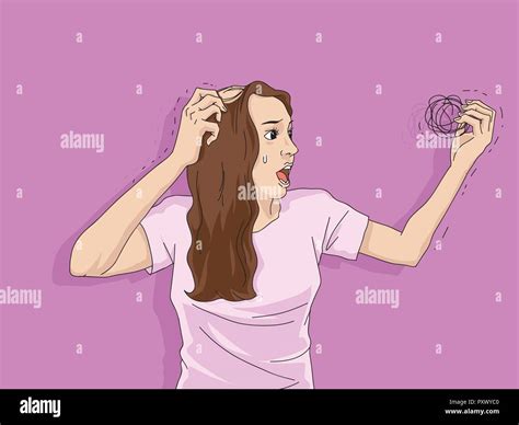 Vector - Hair loss cartoon, Young man and woman serious hair loss problem for hair loss concept ...