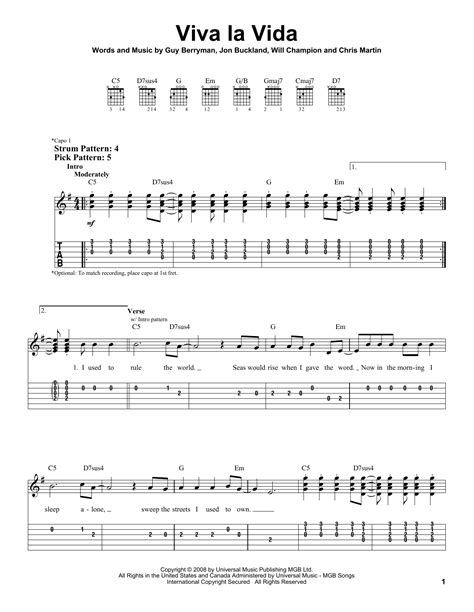 Coldplay Viva La Vida Guitar Chords