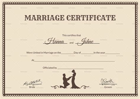 Blank Marriage Certificate Template