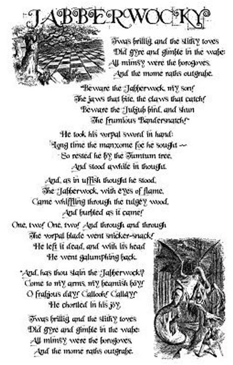 Jabberwocky Lewis Carroll Poem Alice in Wonderland Offset Poster ...