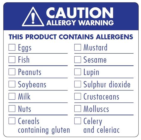 Allergy Labels : (DY074) Allergy/Allergen Warning Food Label 5x5cm ...