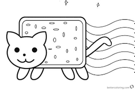 Nyan Cat Coloring Pages Cute Lineart - Free Printable Coloring Pages