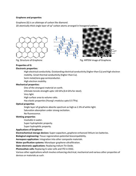 Graphene and properties notes - Graphene and properties Graphene (G) is an allotrope of carbon ...