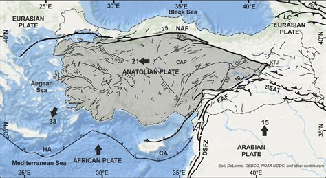 Active fault map of the Eastern Mediterranean region (modified from ...