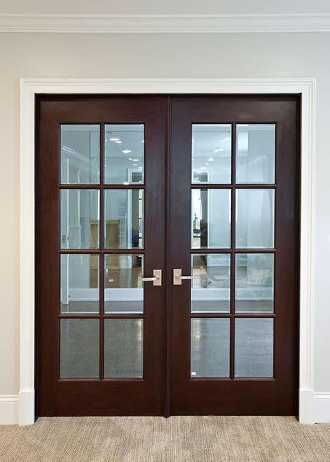 Interior Door Custom - Double - Solid Wood with Dark Mahogany Finish, Classic, Model DBI-916 DD