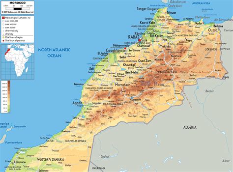 Large physical map of Morocco with roads, cities and airports | Morocco | Africa | Mapsland ...