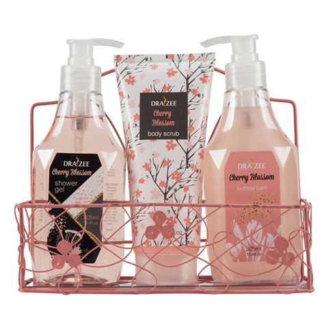 Bath Gift Set for Woman with Refreshing Cherry Blossom Fragrance by Draizee - 3 Pieces– Luxury ...