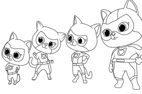 Characters from SuperKitties coloring page - Download, Print or Color Online for Free