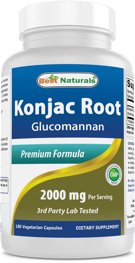 Best Naturals Pure Konjac Root Supplement Pill, 2000 mg, 180 Vegetarian Capsules - Walmart.com