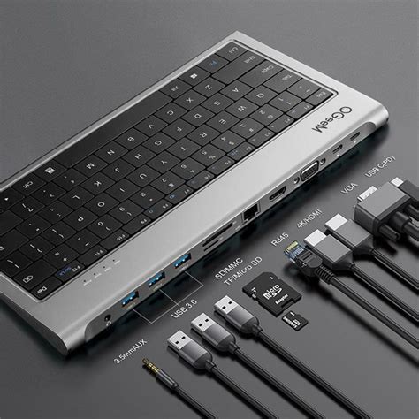 QGeeM Aluminum Keyboard 11 In 1 USB-C Hub - CouponsFromChina.com