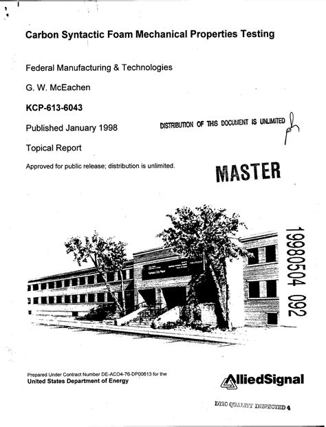 Carbon syntactic foam mechanical properties testing - UNT Digital Library